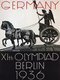 Germany: Poster for the 1936 Olympic Games in Berlin featuring the Brandenburg Gate quadriga, c. 1936